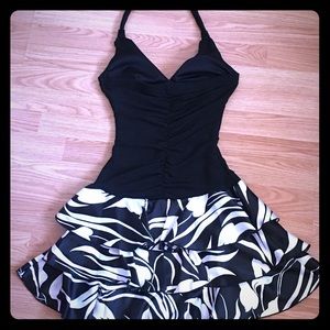 Black & White Halter ruffle cutie pie dress
